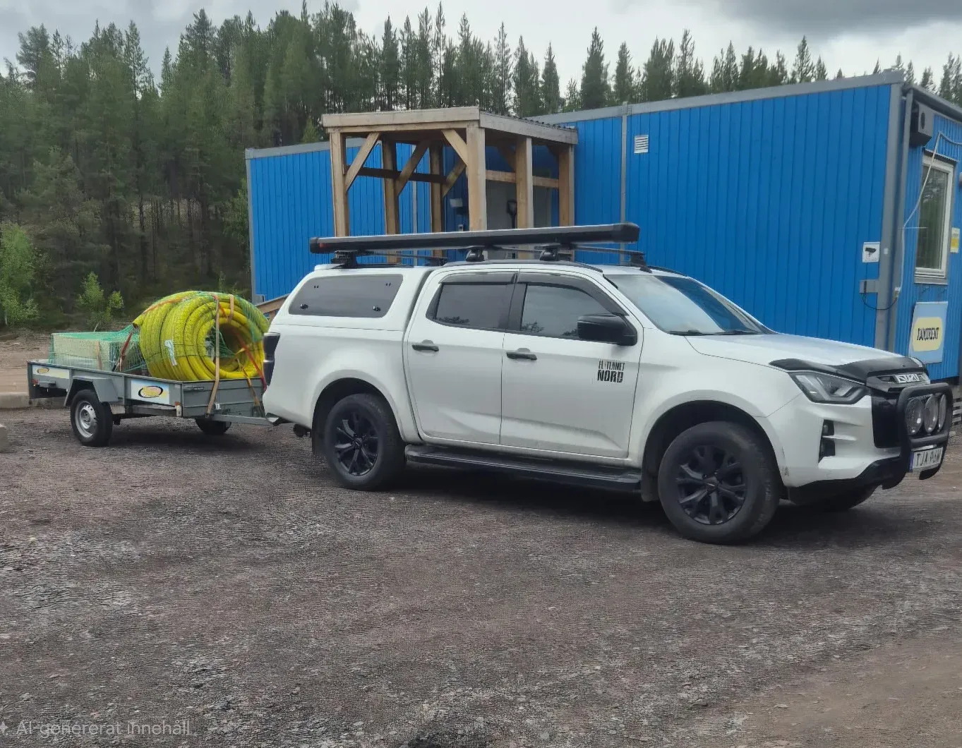 Servicebil med kabelvagn vid etablering